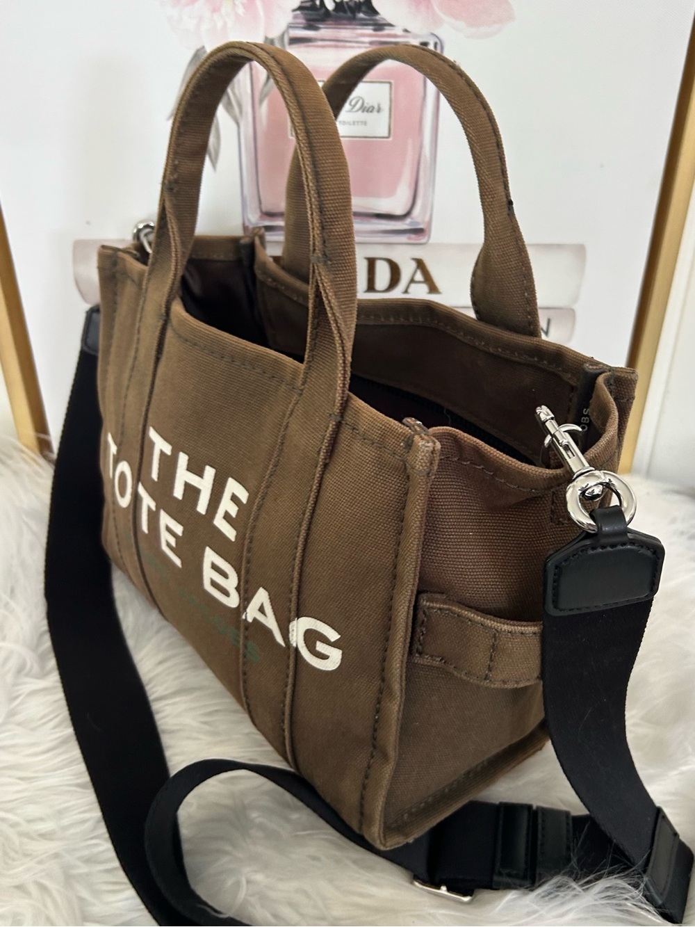 Marc Jacobs The Small Tote Bag Brown Canvas Crossbody Satchel Shoulder Bag - Picture 8 of 14
